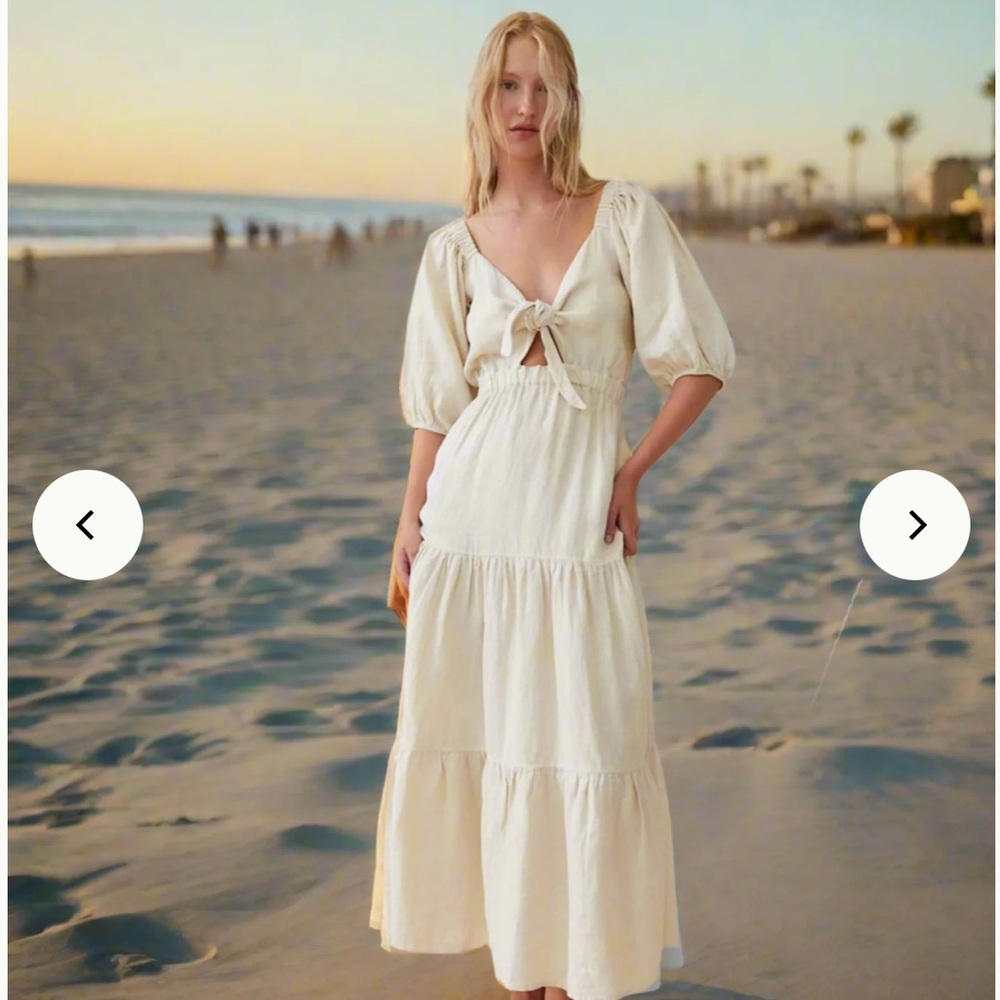 NWT White Linen Beach Dress Tie The New Society